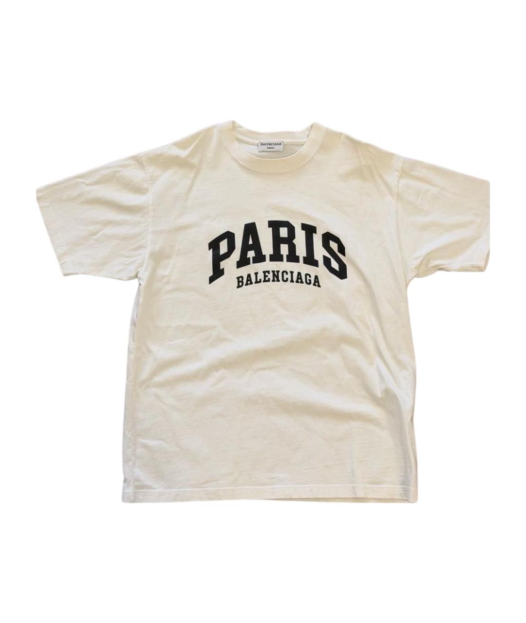 BALENCIAGA Белая хлопковая футболка, фото 1