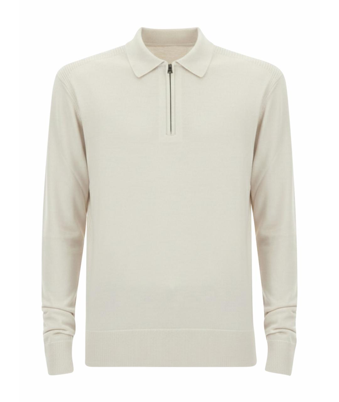 BELSTAFF Бежевое хлопко-шерстяное поло с длинным рукавом, фото 1