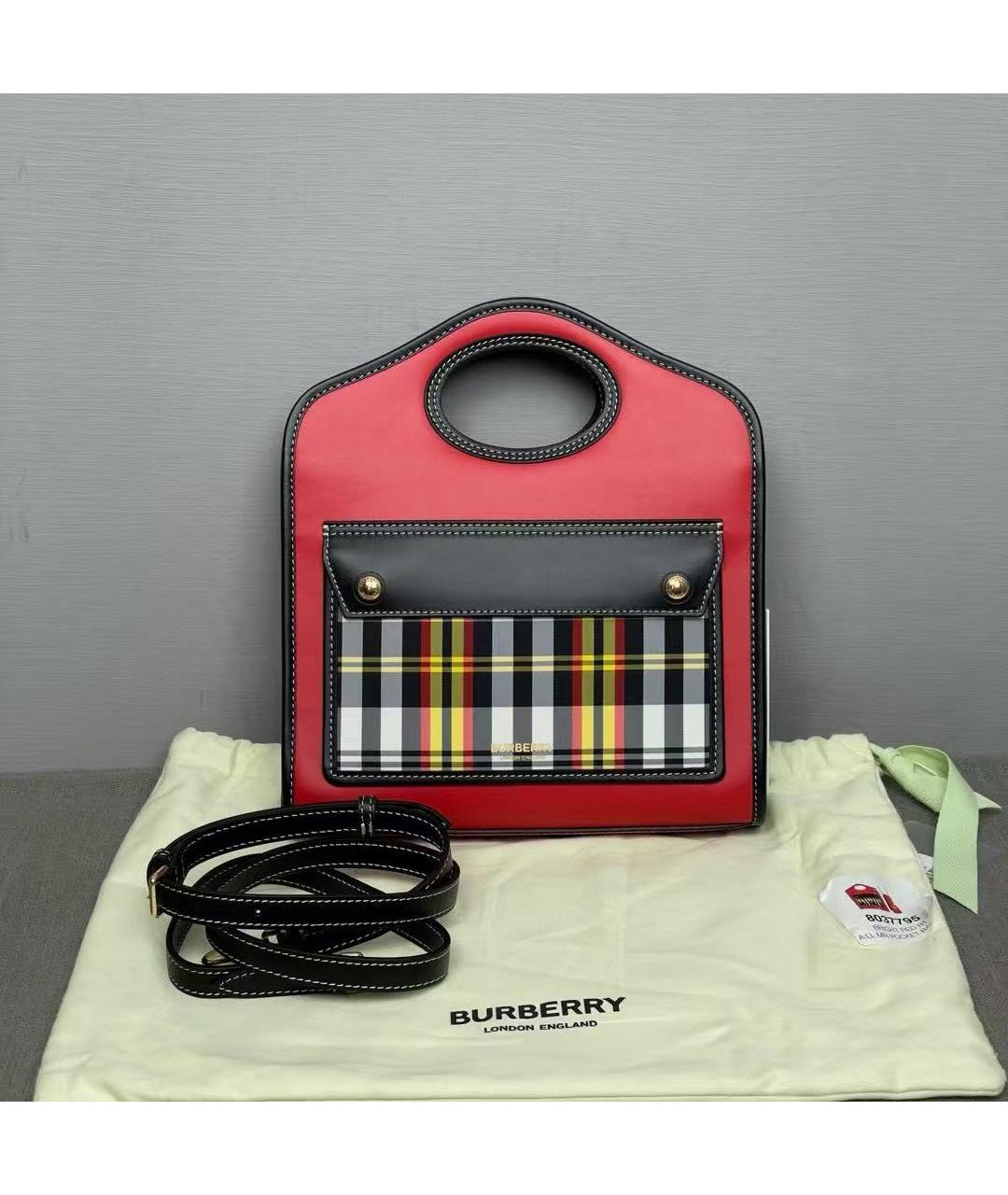 BURBERRY Красная кожаная сумка через плечо, фото 7