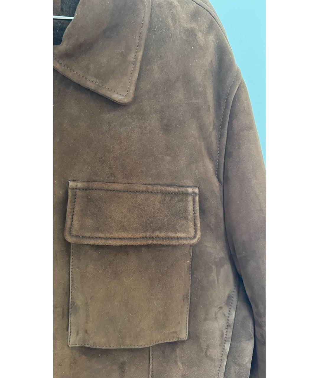 BRUNELLO CUCINELLI Коричневая замшевая дубленка/шуба, фото 4