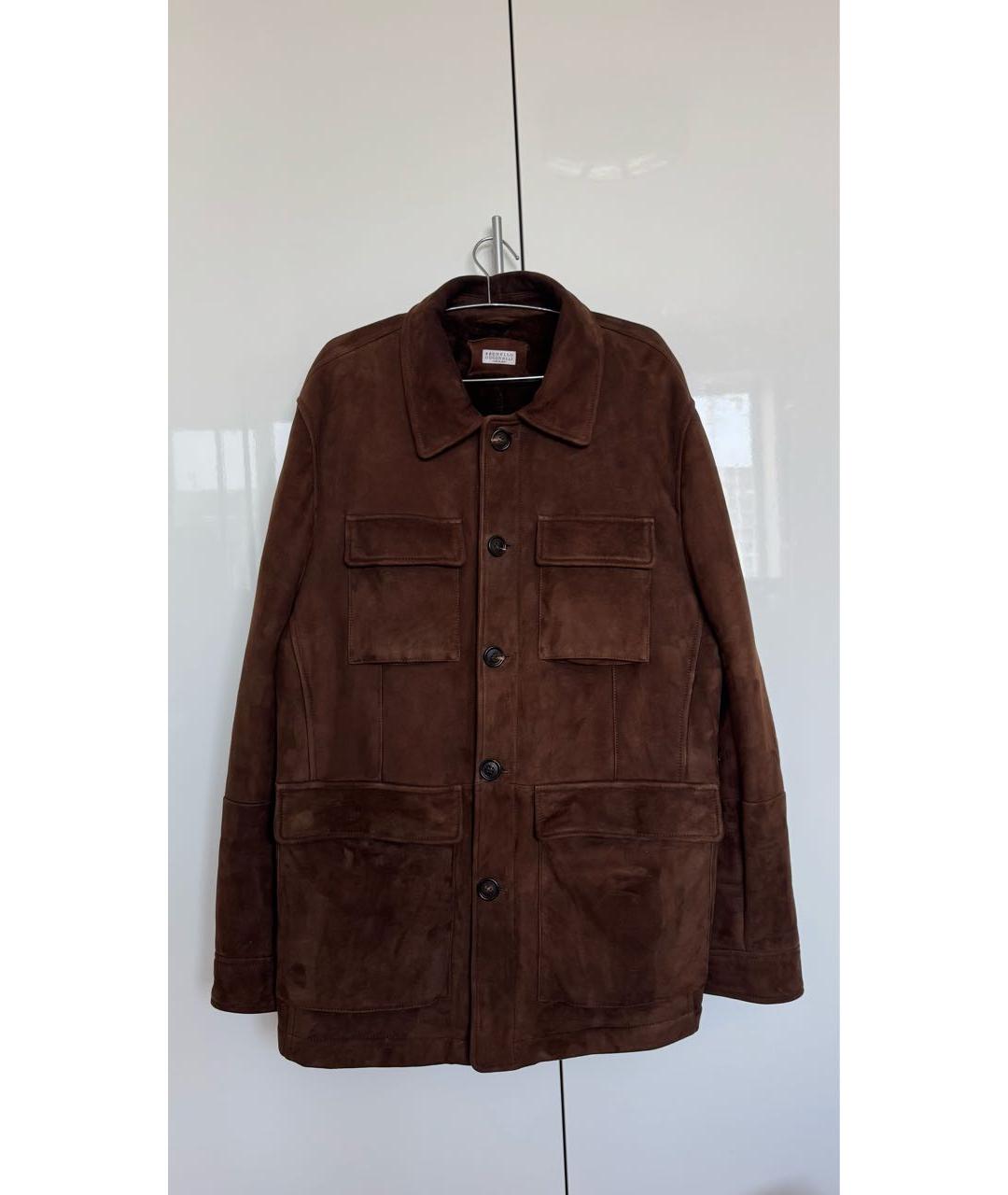 BRUNELLO CUCINELLI Коричневая замшевая дубленка/шуба, фото 8