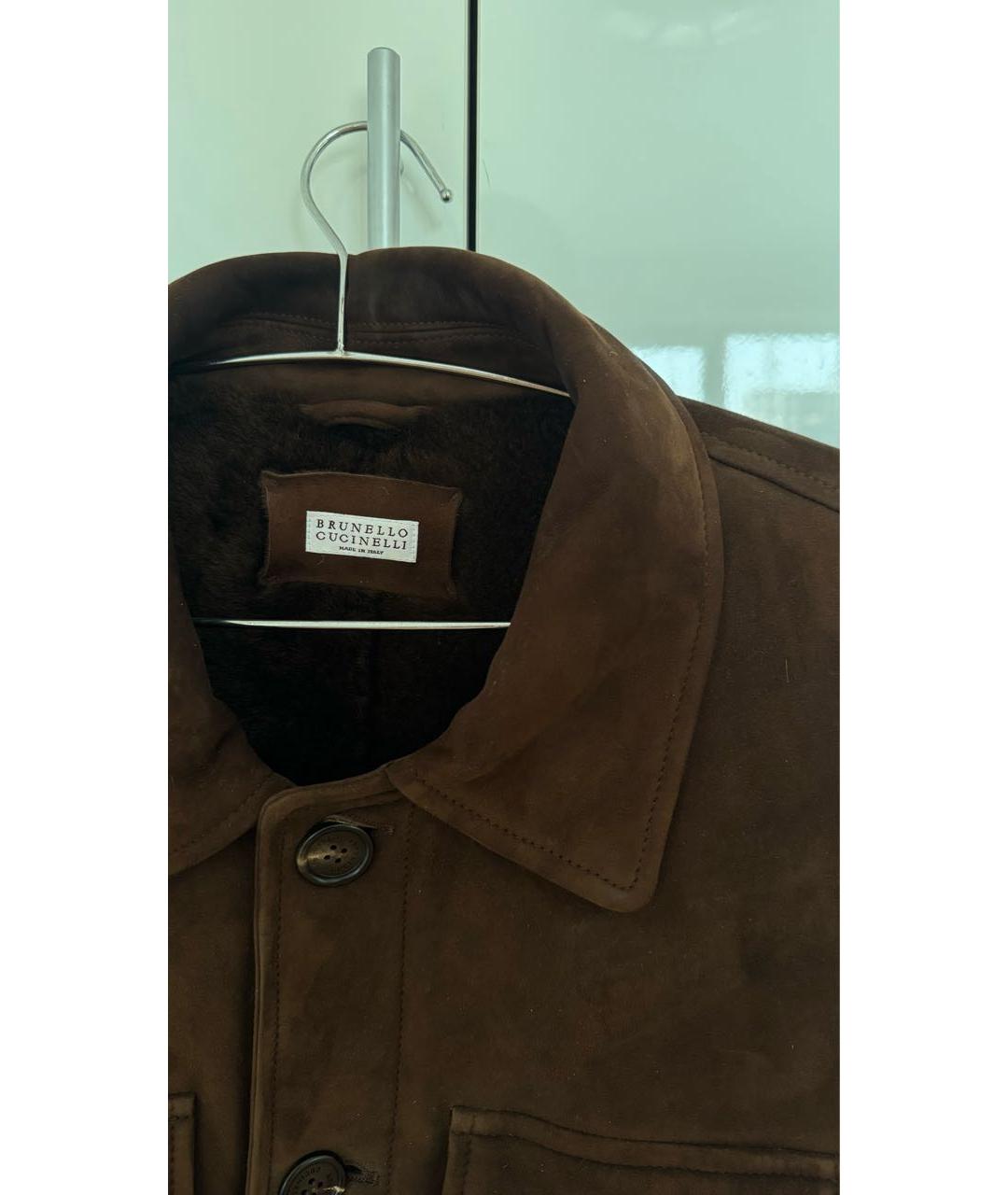 BRUNELLO CUCINELLI Коричневая замшевая дубленка/шуба, фото 3