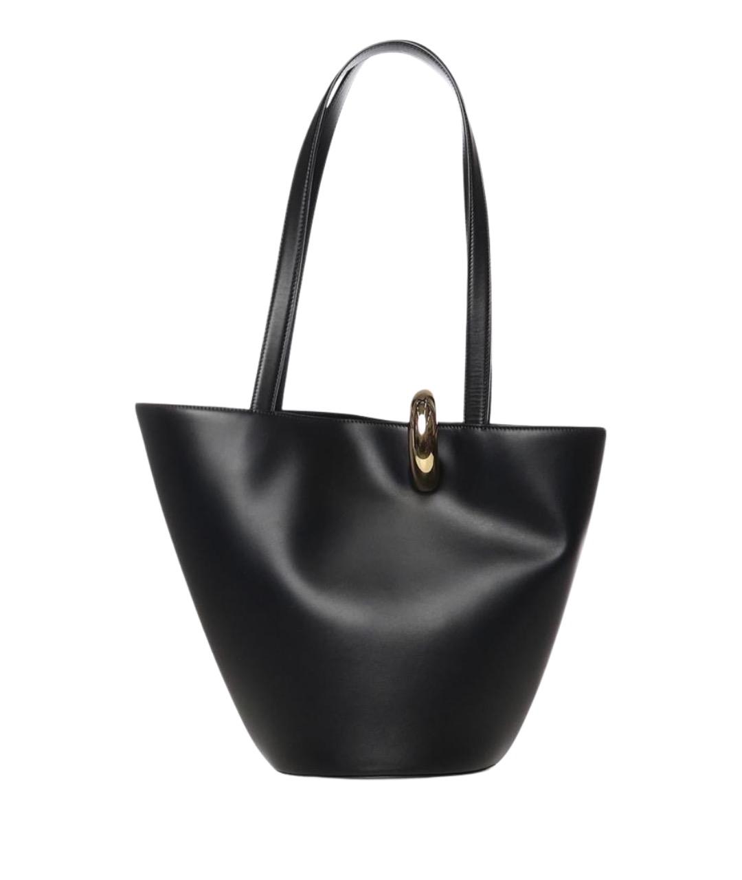 JACQUEMUS Черная кожаная сумка тоут, фото 2