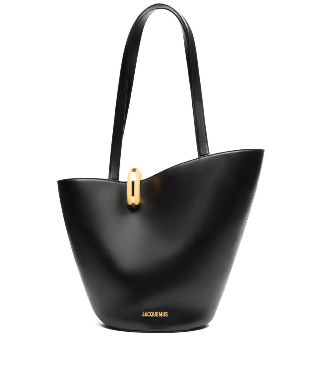 JACQUEMUS Черная кожаная сумка тоут, фото 1