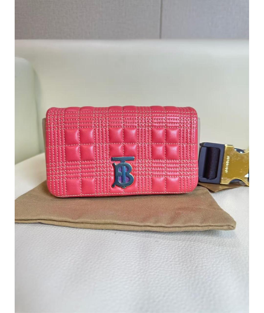 BURBERRY Коралловая кожаная сумка через плечо, фото 3