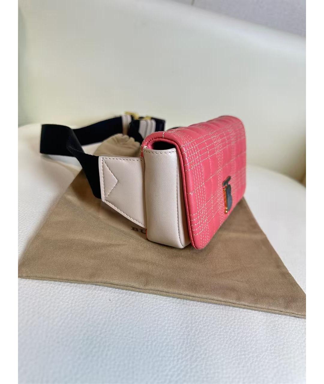 BURBERRY Коралловая кожаная сумка через плечо, фото 6