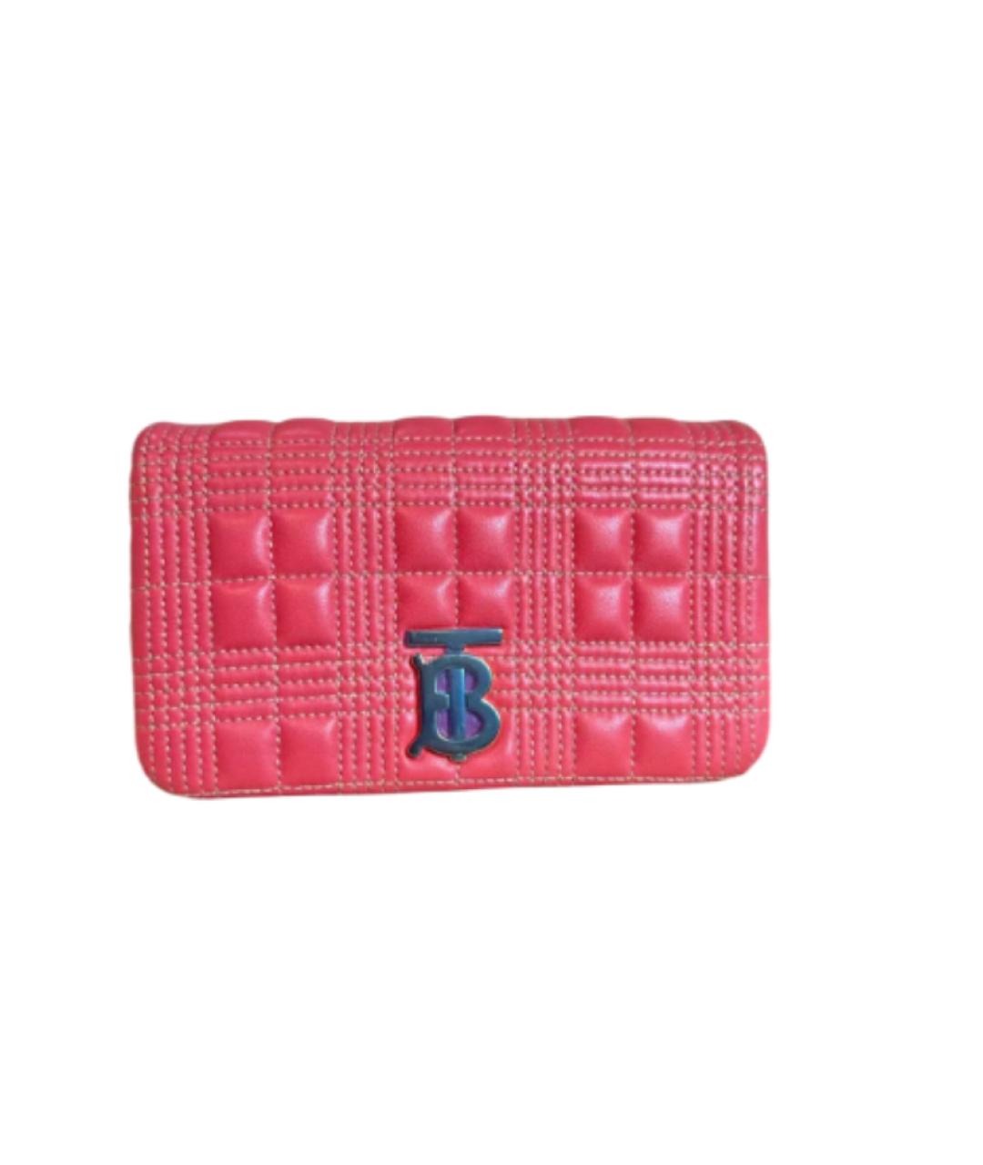 BURBERRY Коралловая кожаная сумка через плечо, фото 8