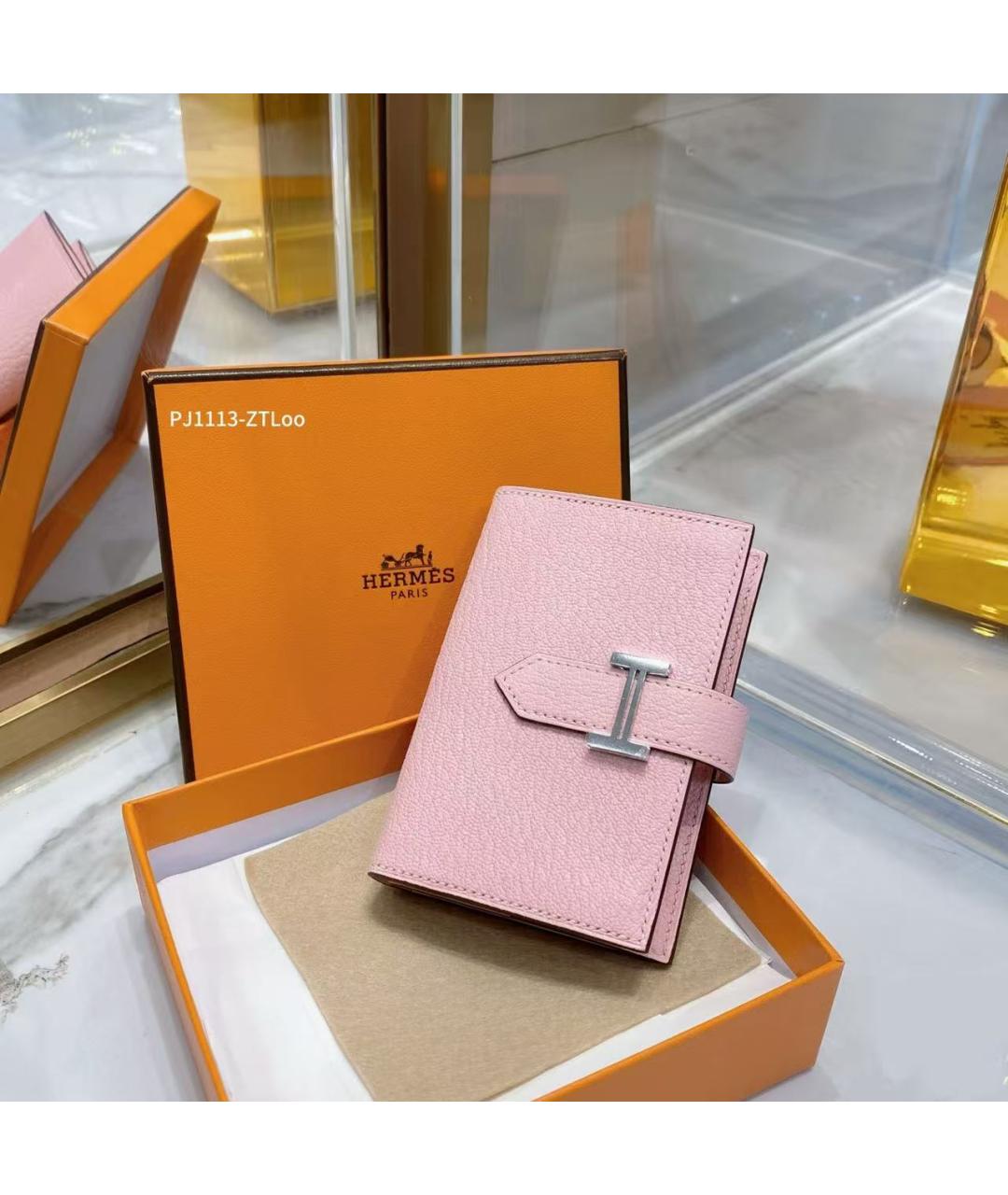 HERMES Розовый кошелек, фото 3