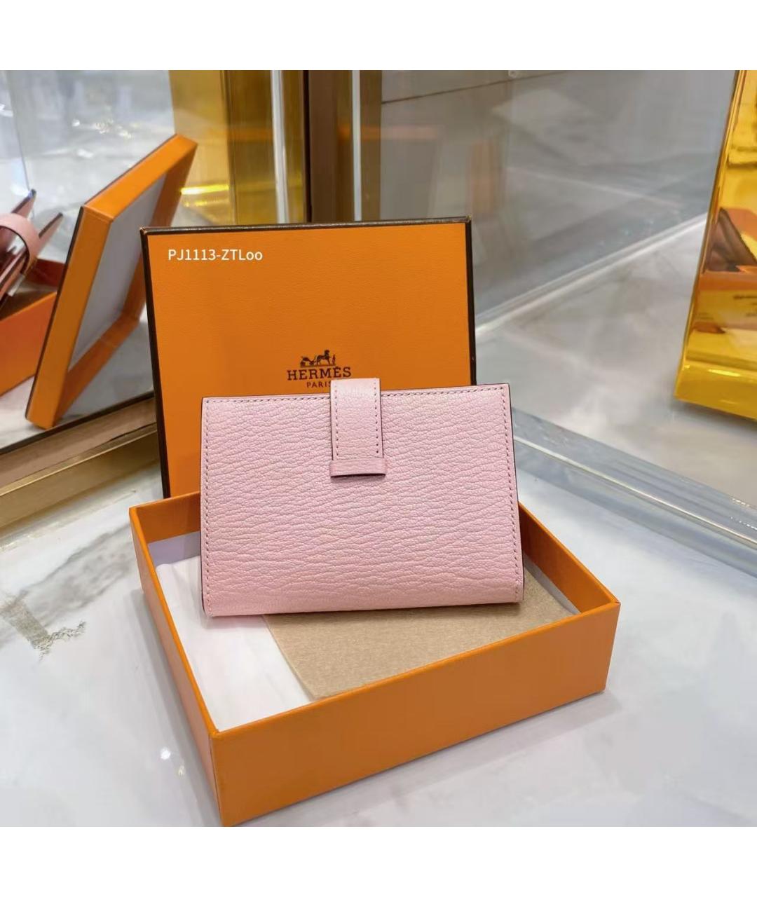 HERMES Розовый кошелек, фото 4