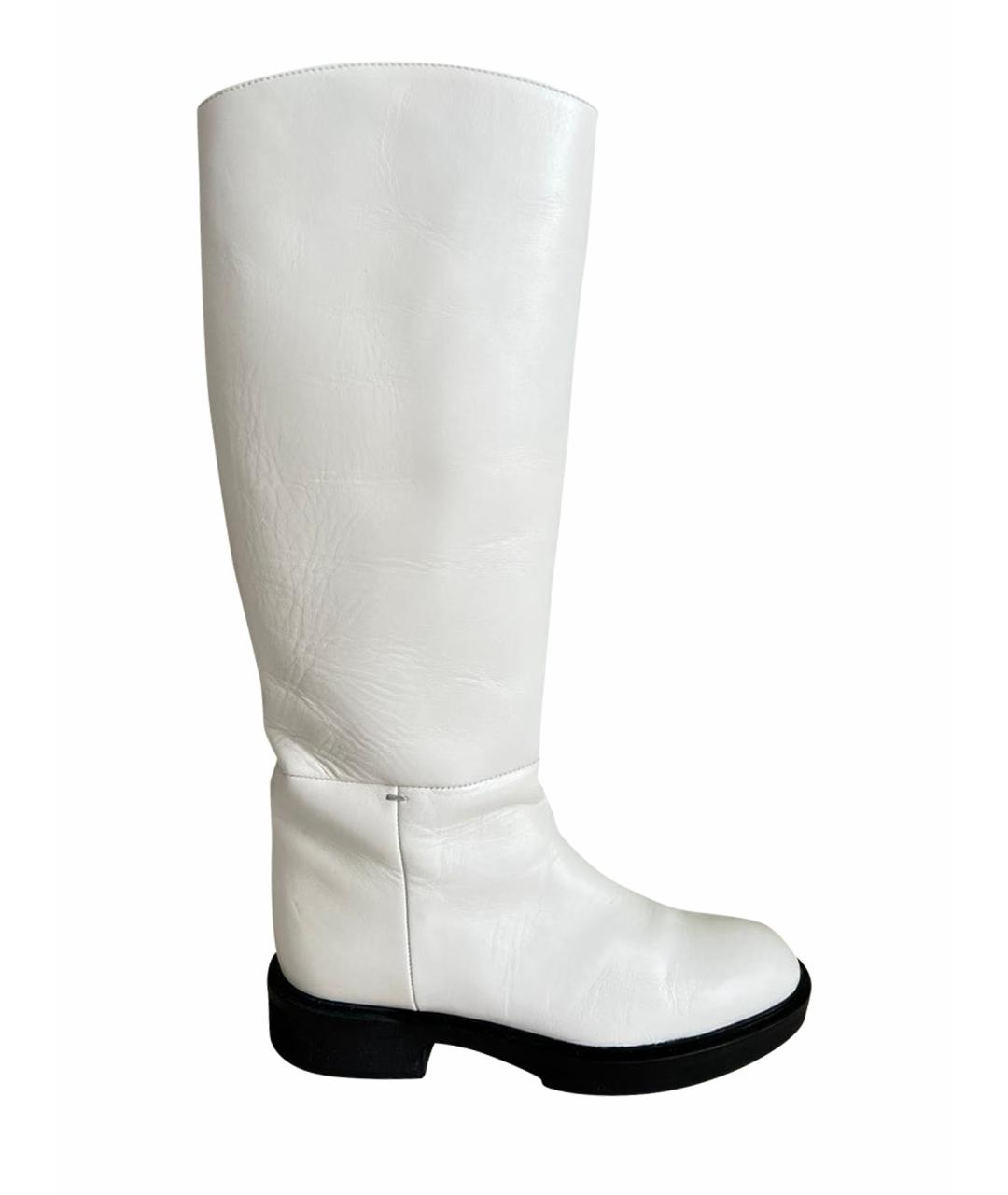 KHAITE Белые кожаные ботфорты, фото 1