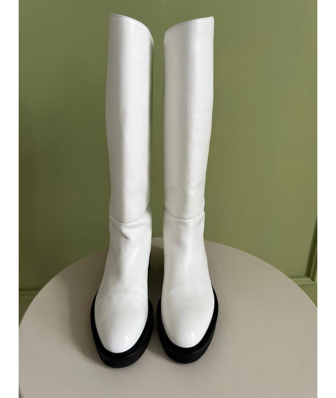KHAITE Белые кожаные ботфорты, фото 2