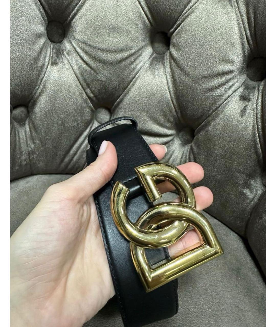 DOLCE&GABBANA Черный кожаный ремень, фото 2