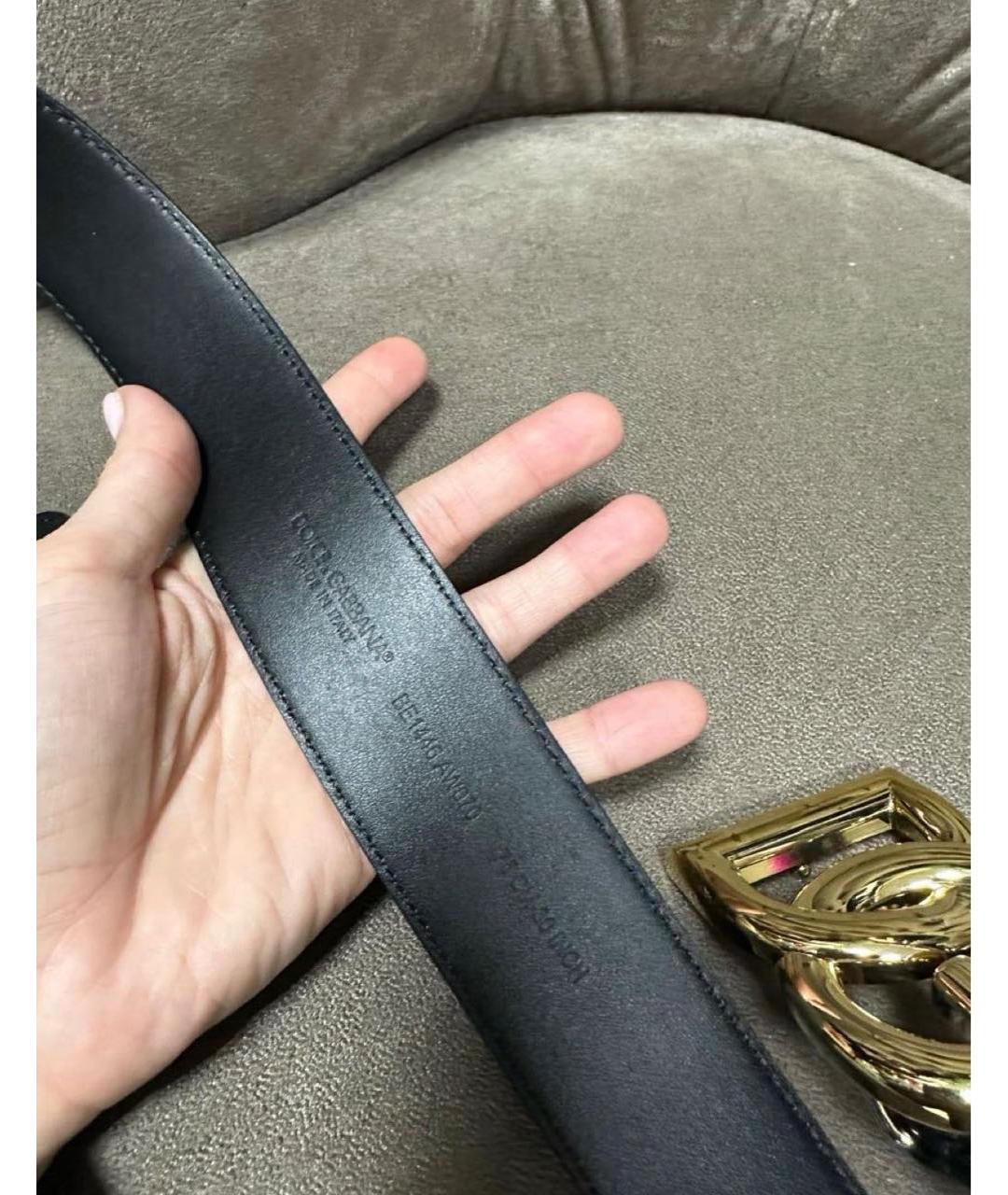 DOLCE&GABBANA Черный кожаный ремень, фото 3