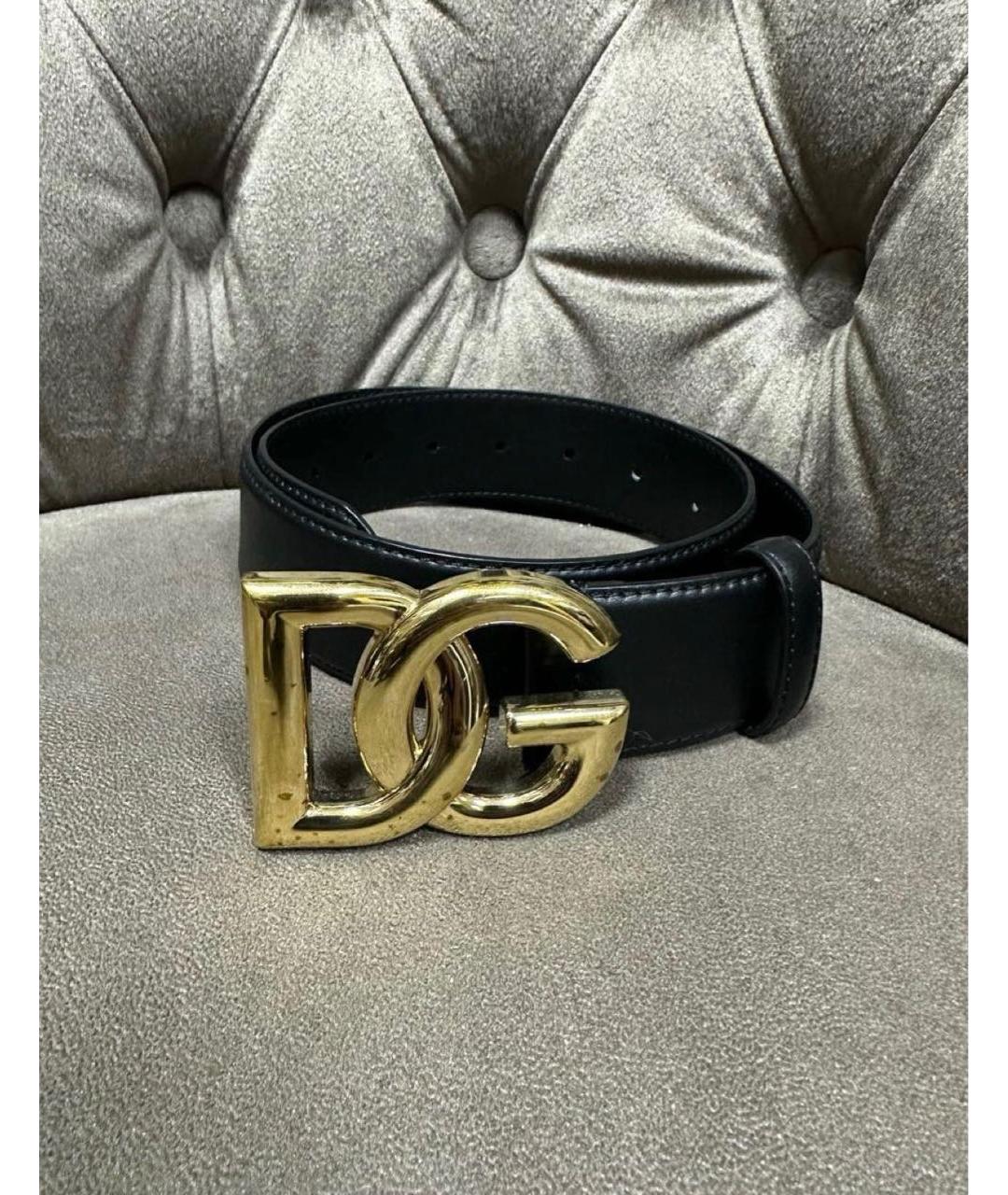 DOLCE&GABBANA Черный кожаный ремень, фото 5