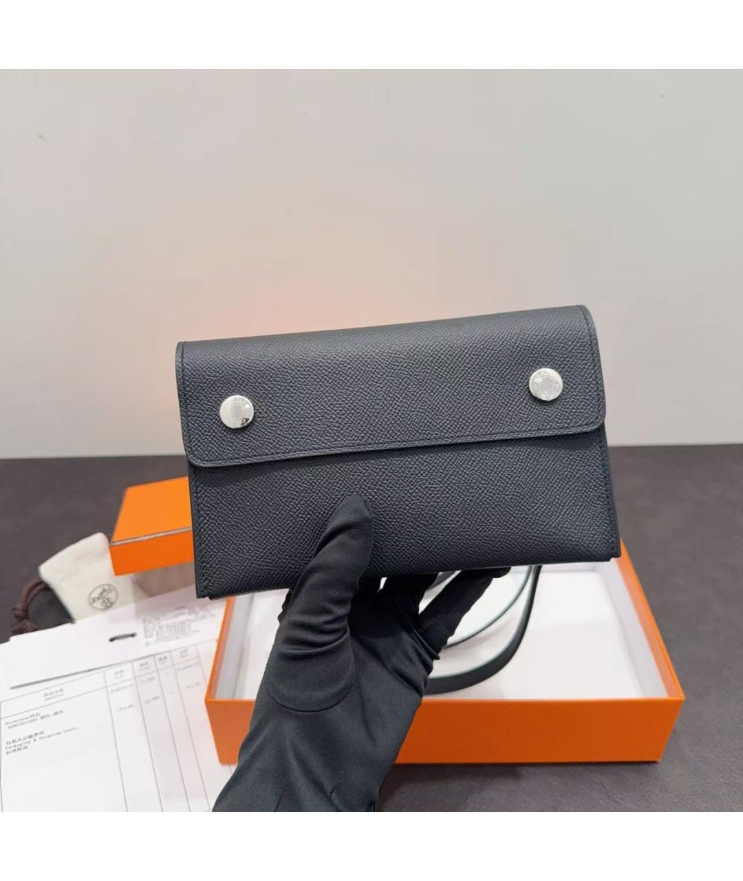 HERMES Черная кожаная сумка через плечо, фото 5