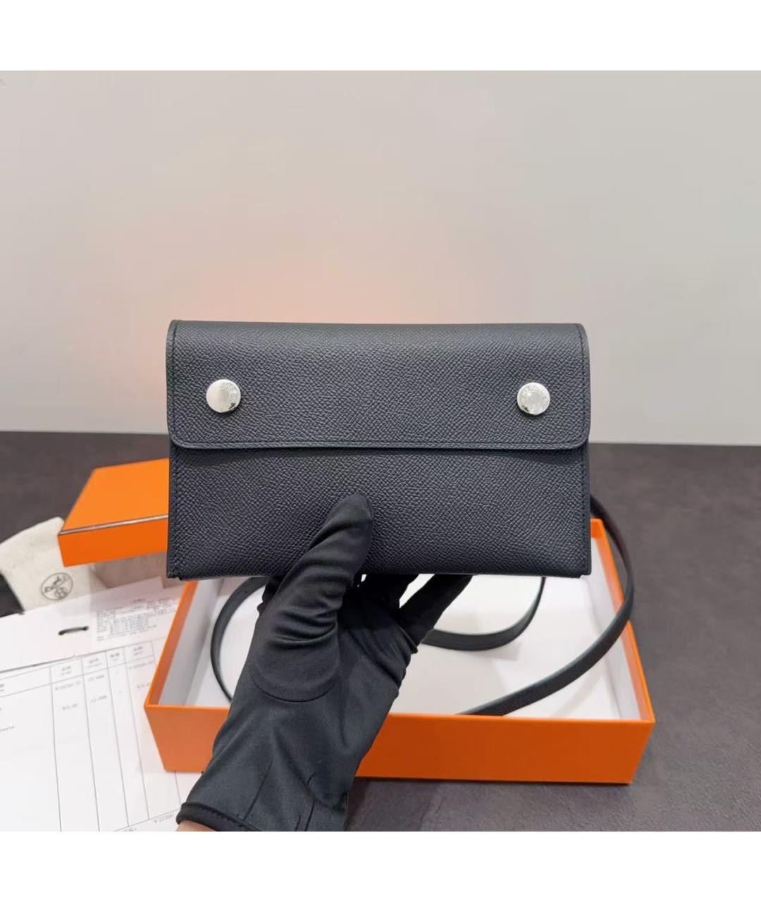 HERMES Черная кожаная сумка через плечо, фото 2