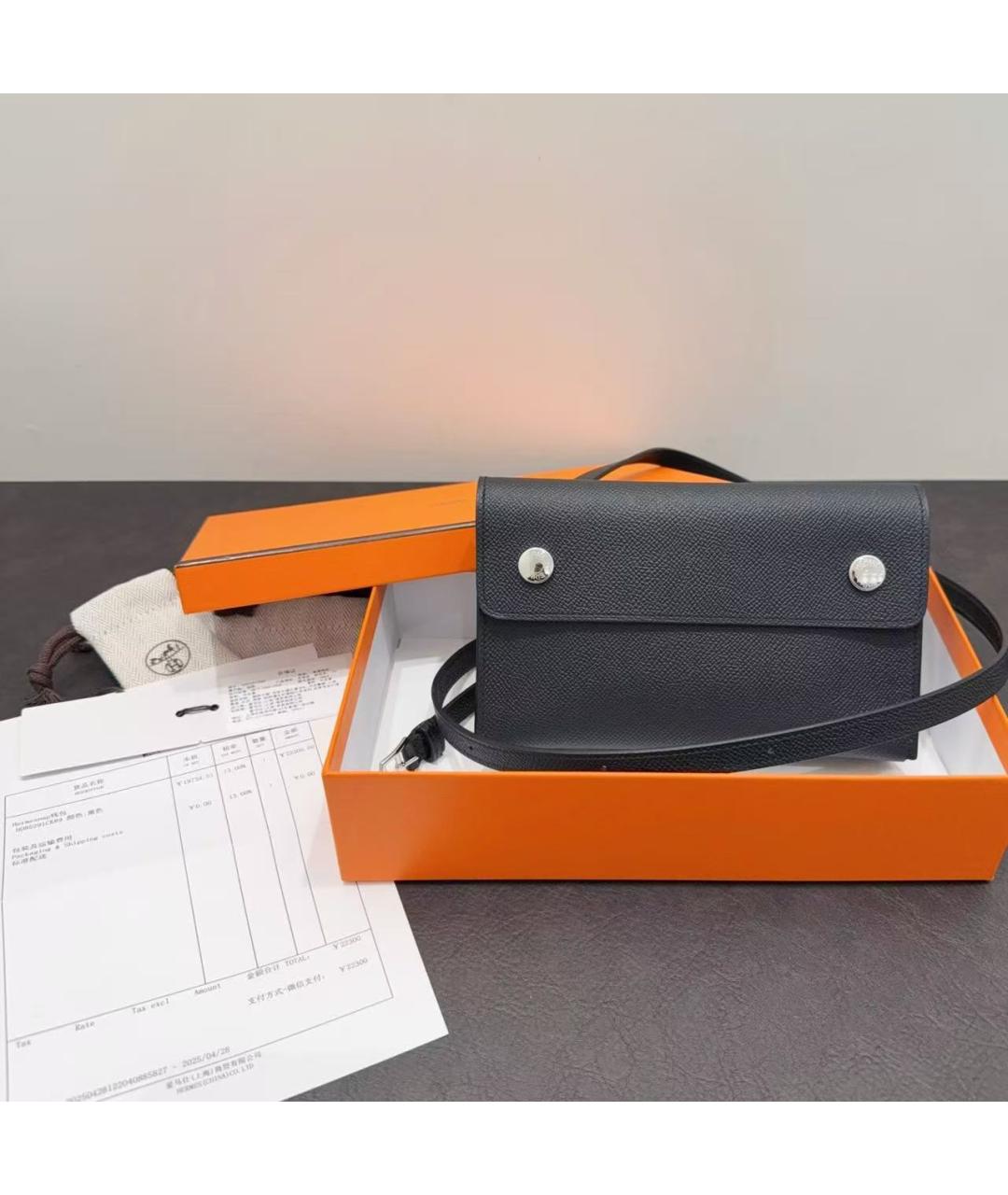 HERMES Черная кожаная сумка через плечо, фото 7