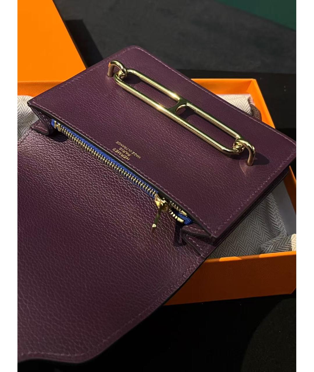 HERMES Фиолетовый кошелек, фото 5