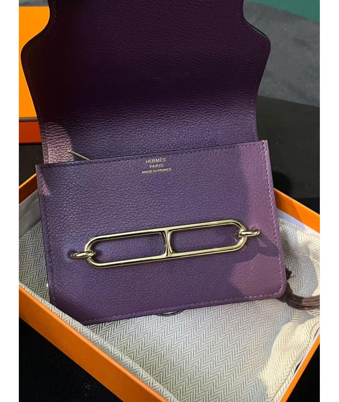 HERMES Фиолетовый кошелек, фото 6