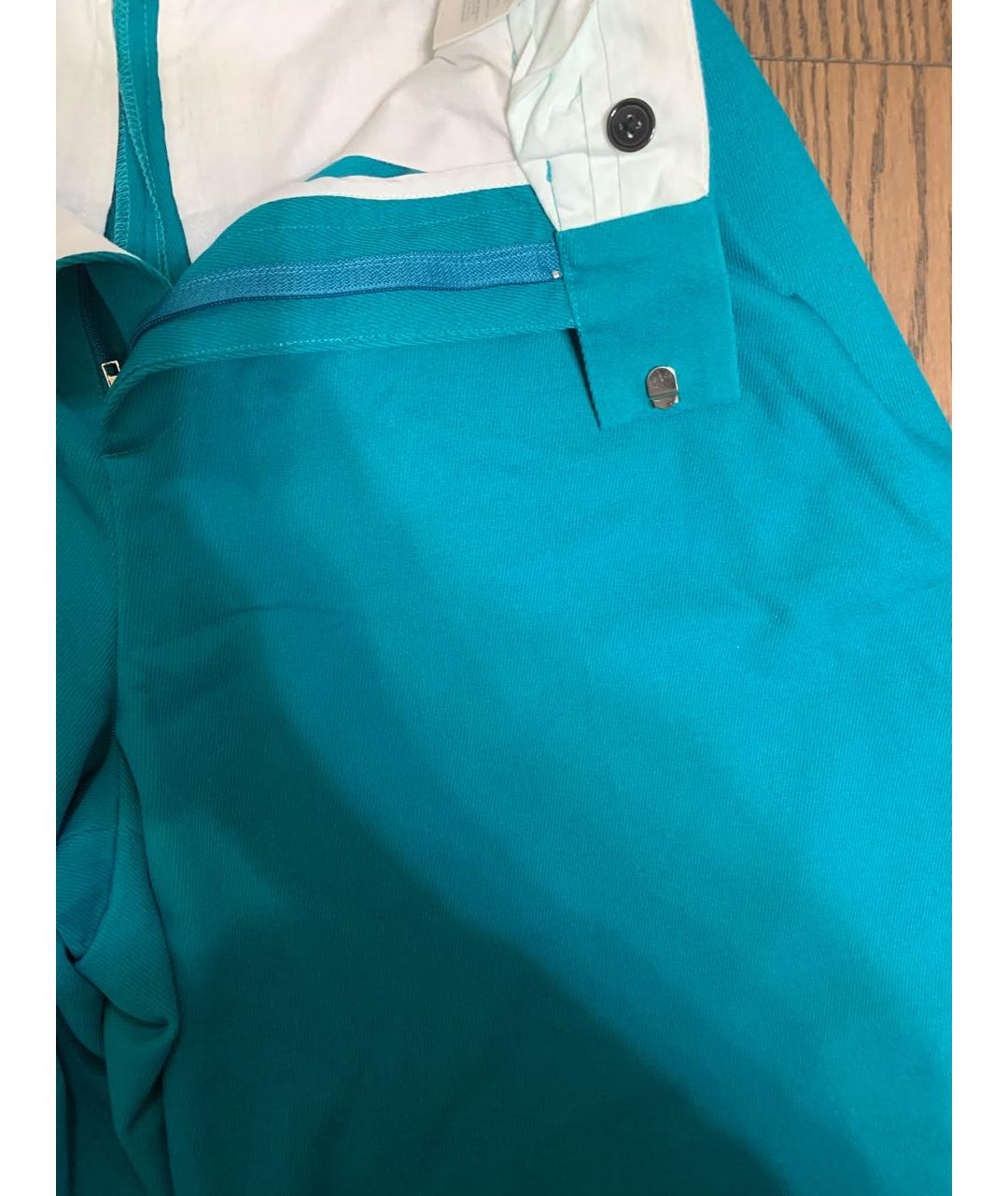 BOTTEGA VENETA Бирюзовые вискозные брюки широкие, фото 4