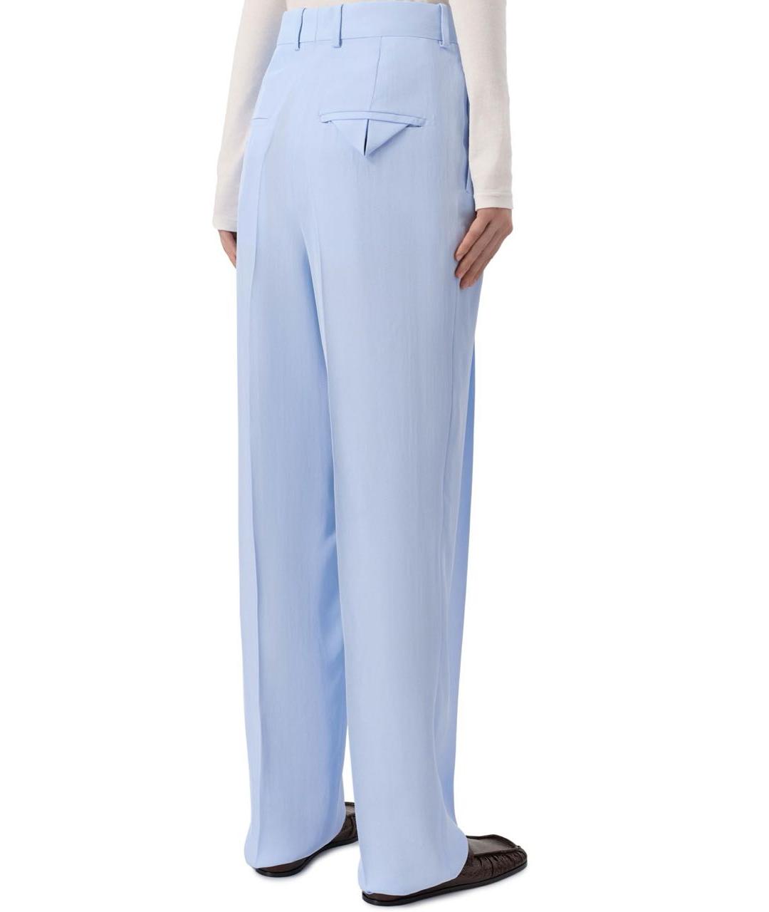 BOTTEGA VENETA Бирюзовые вискозные брюки широкие, фото 8