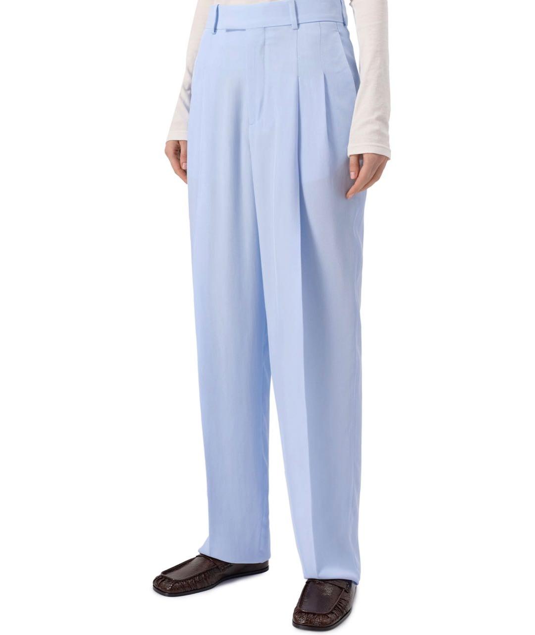 BOTTEGA VENETA Бирюзовые вискозные брюки широкие, фото 7