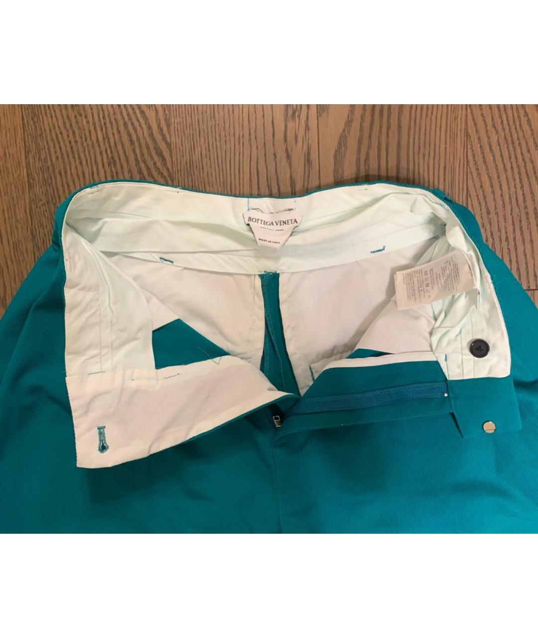 BOTTEGA VENETA Бирюзовые вискозные брюки широкие, фото 3