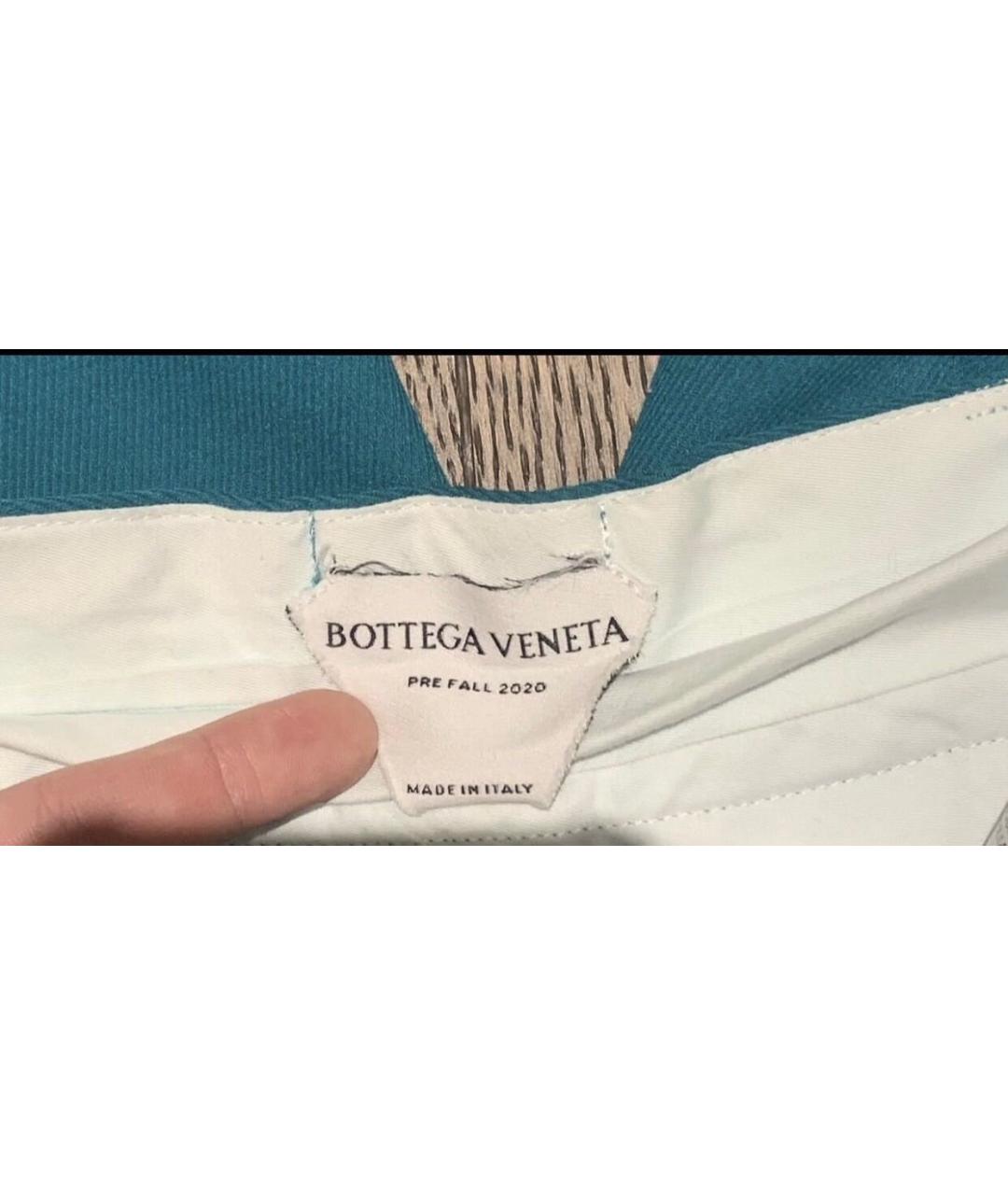 BOTTEGA VENETA Бирюзовые вискозные брюки широкие, фото 5