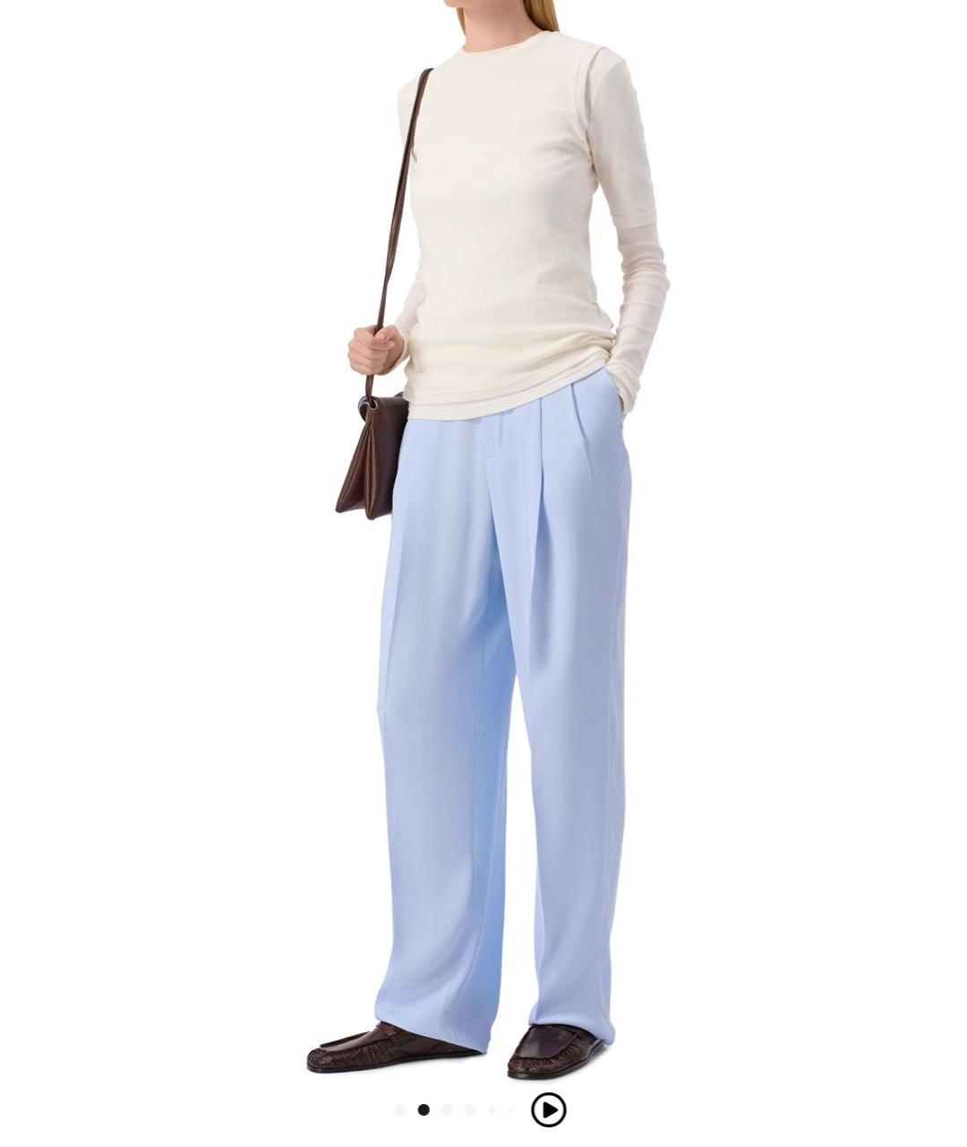 BOTTEGA VENETA Бирюзовые вискозные брюки широкие, фото 6