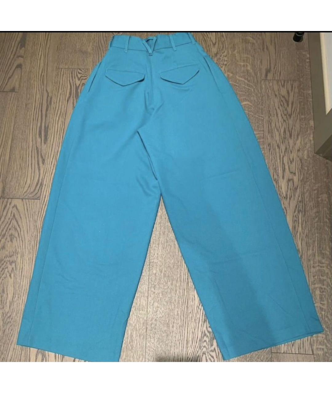 BOTTEGA VENETA Бирюзовые вискозные брюки широкие, фото 2