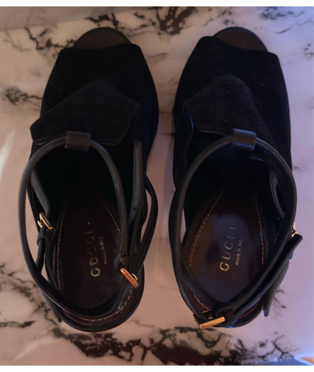 GUCCI Черные кожаные босоножки, фото 3