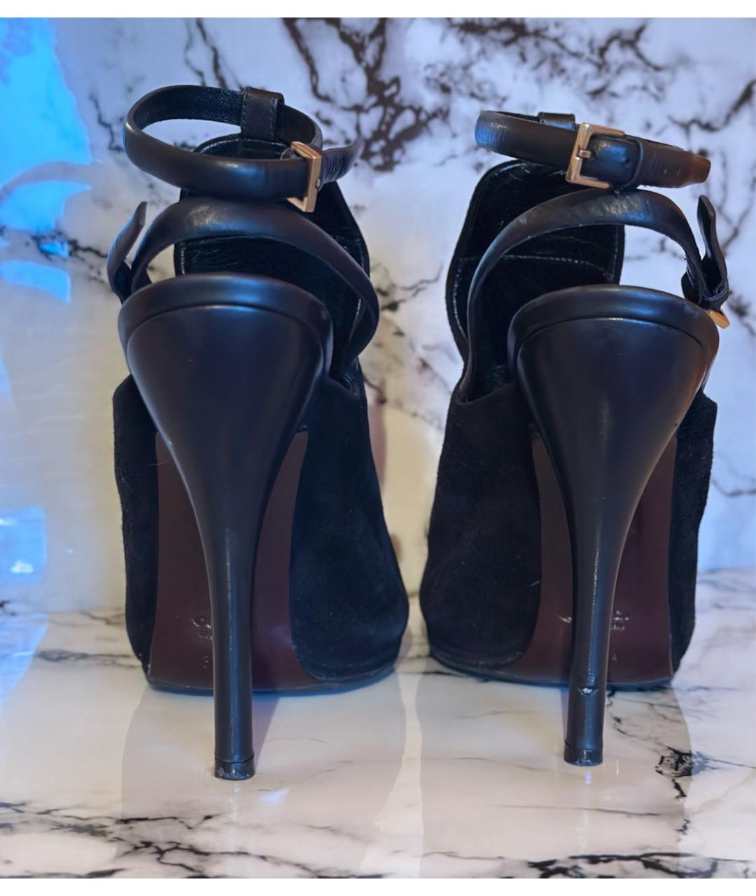GUCCI Черные кожаные босоножки, фото 4