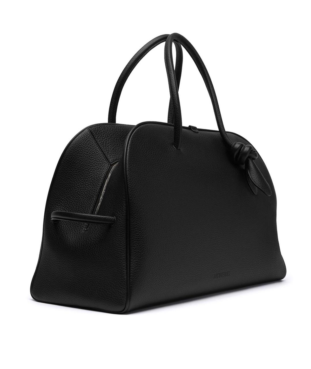 JACQUEMUS Черная кожаная сумка тоут, фото 2