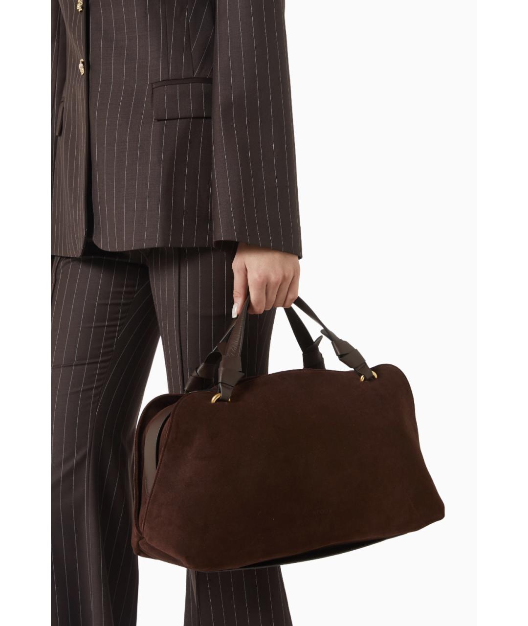 NEOUS Коричневая замшевая сумка с короткими ручками, фото 3