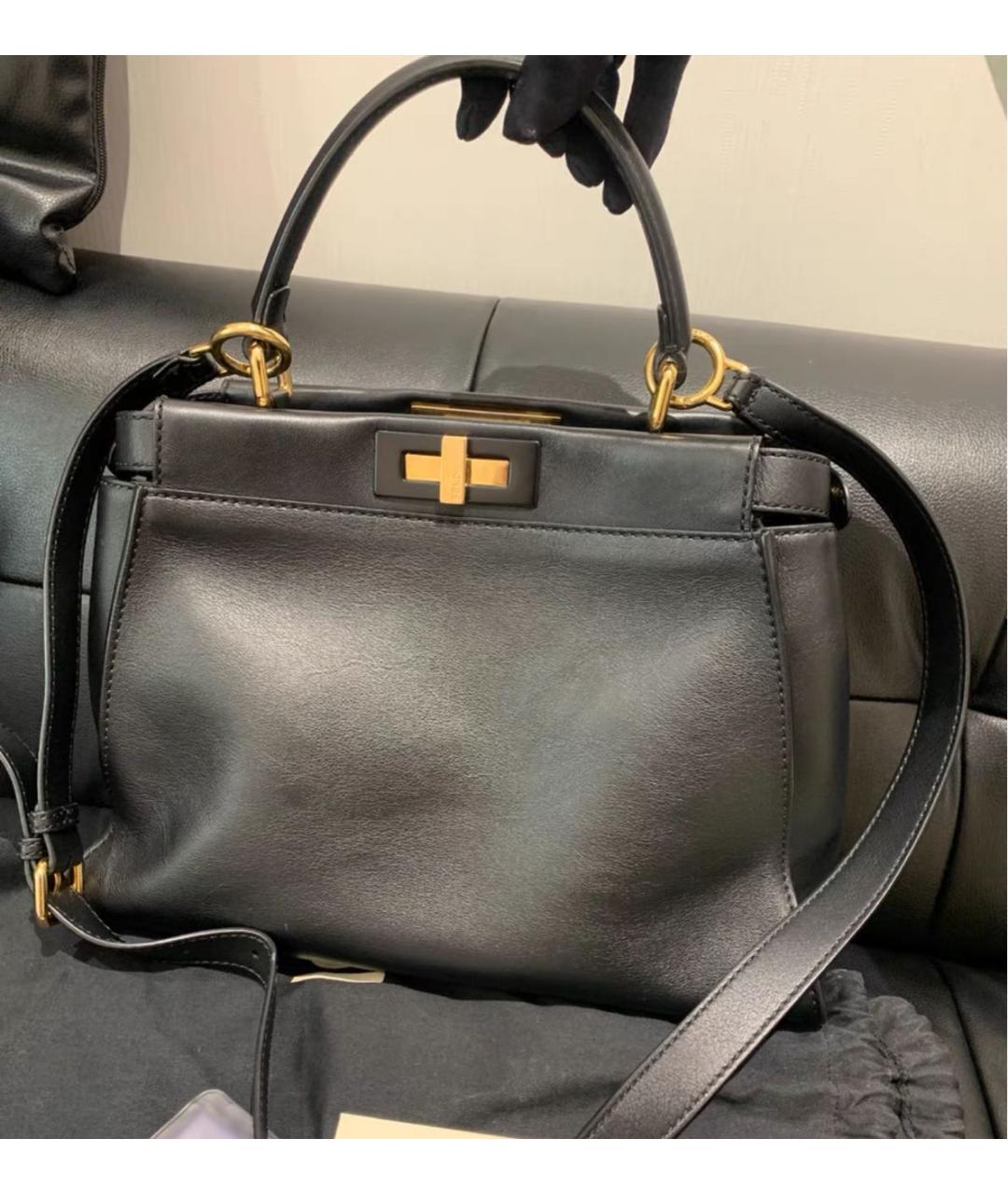 FENDI Черная кожаная сумка тоут, фото 2