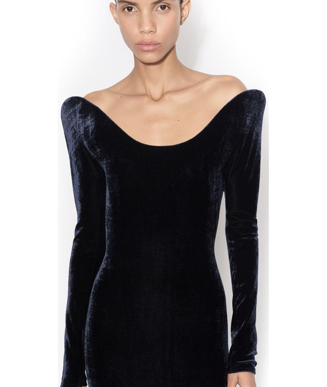 ALAIA Темно-синее вискозное вечернее платье, фото 4