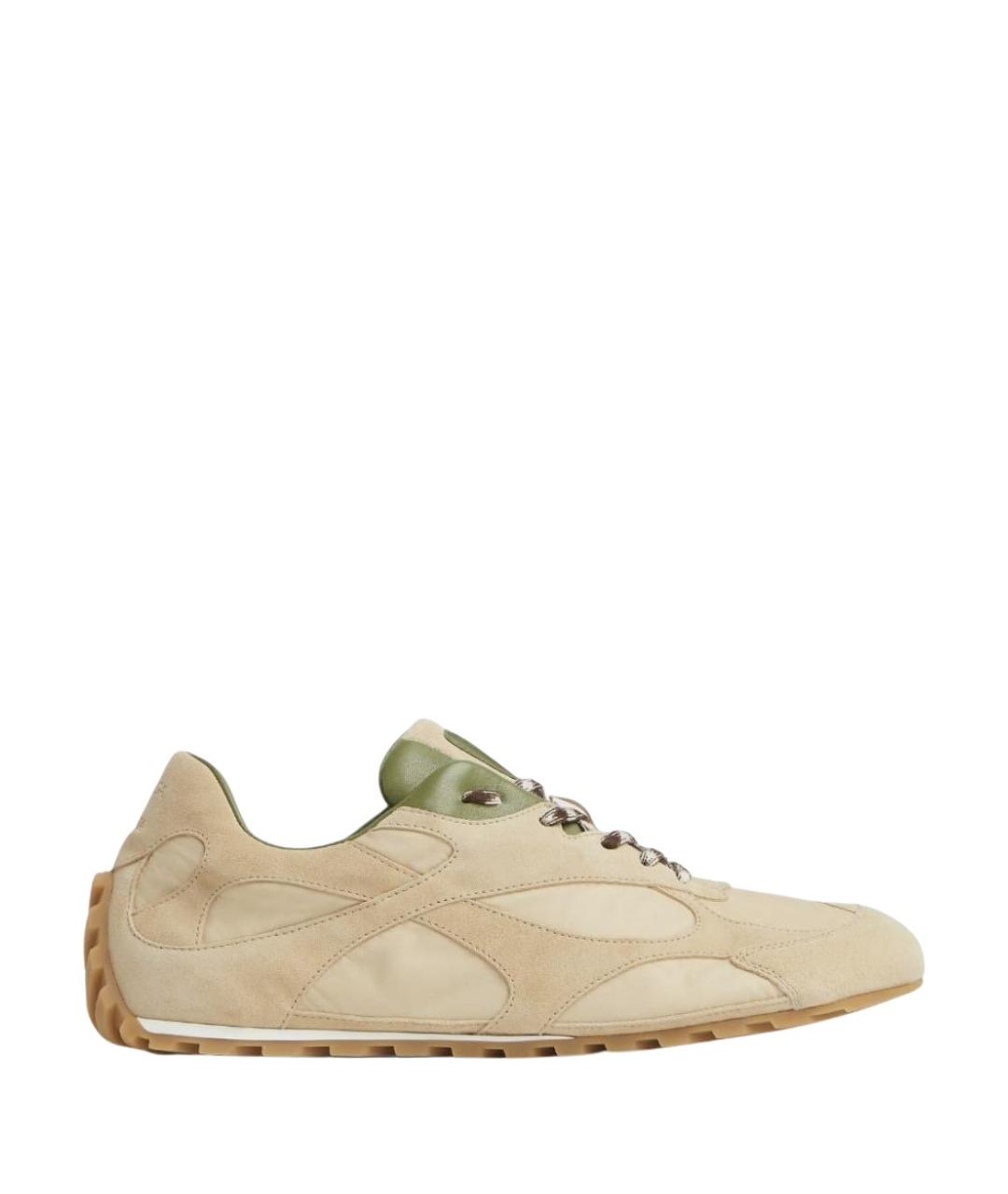 BOTTEGA VENETA Бежевые замшевые низкие кроссовки / кеды, фото 1