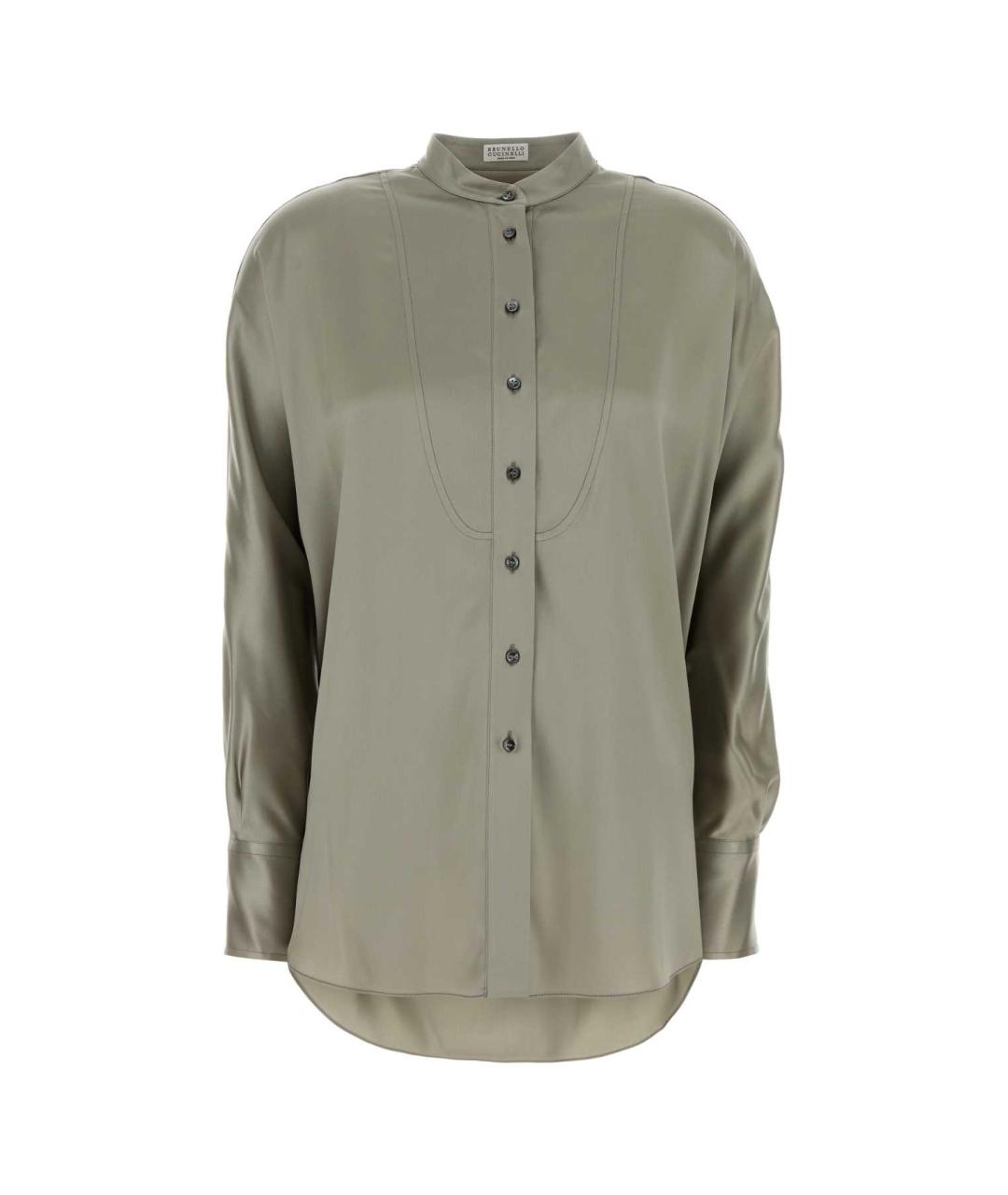 BRUNELLO CUCINELLI Зеленая шелковая рубашка, фото 1