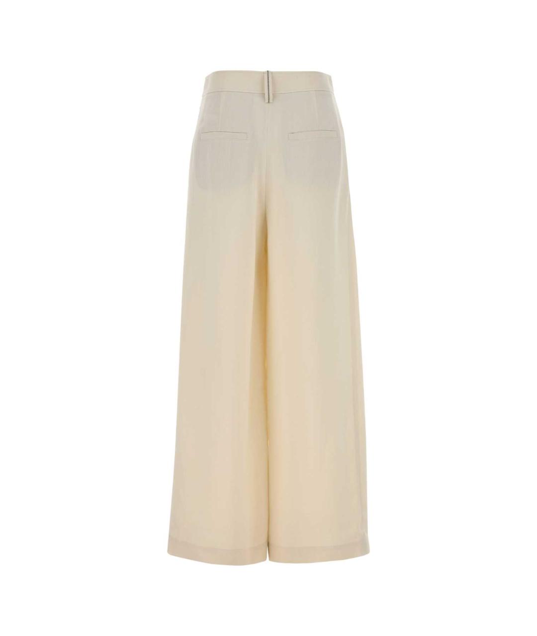 BRUNELLO CUCINELLI Бежевые вискозные брюки широкие, фото 2