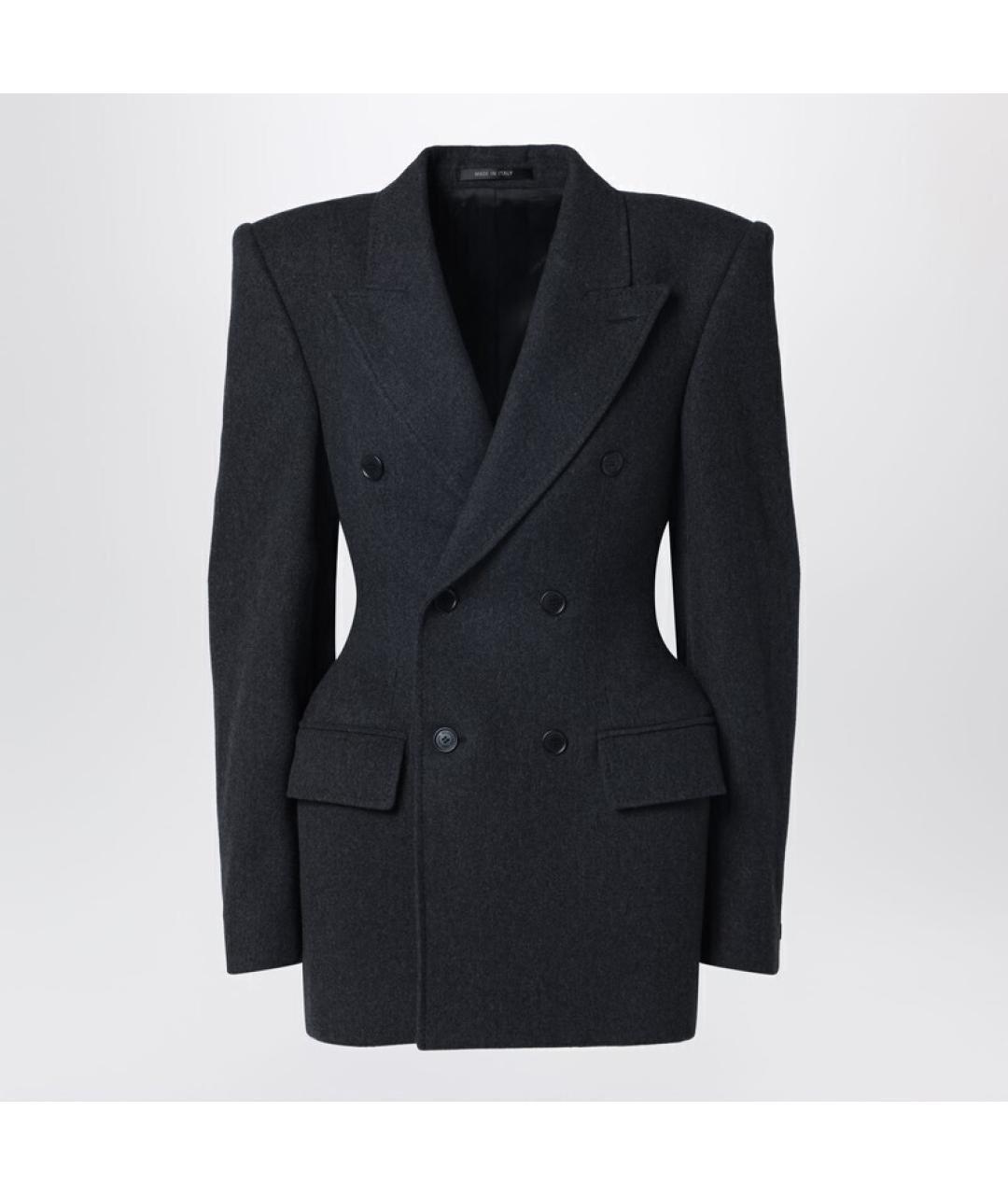BALENCIAGA Антрацитовый шерстяной жакет/пиджак, фото 3