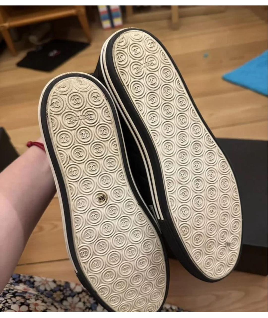 CHANEL Черные кожаные кеды, фото 4