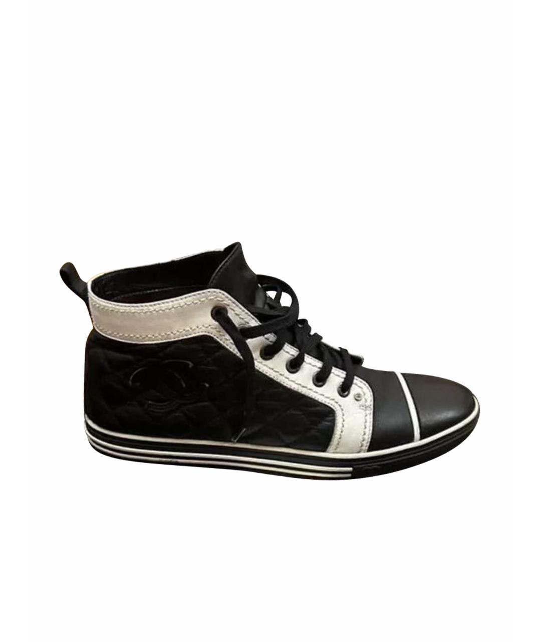 CHANEL Черные кожаные кеды, фото 1