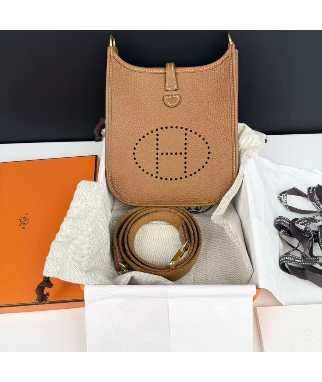 HERMES Коричневая кожаная сумка через плечо, фото 2