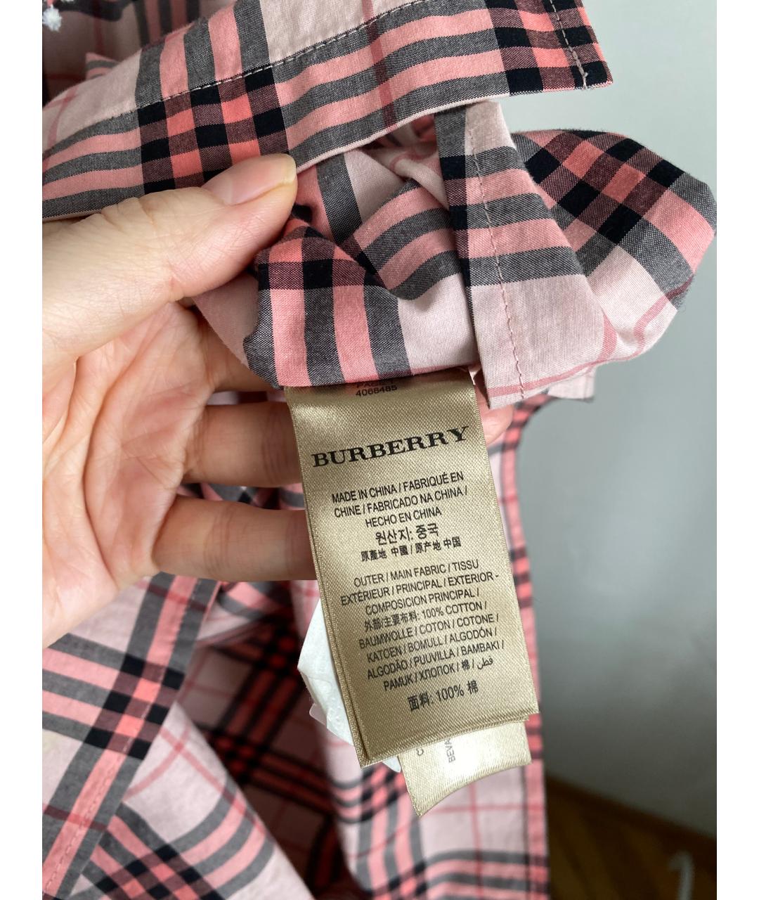 BURBERRY Розовая хлопковая рубашка, фото 4