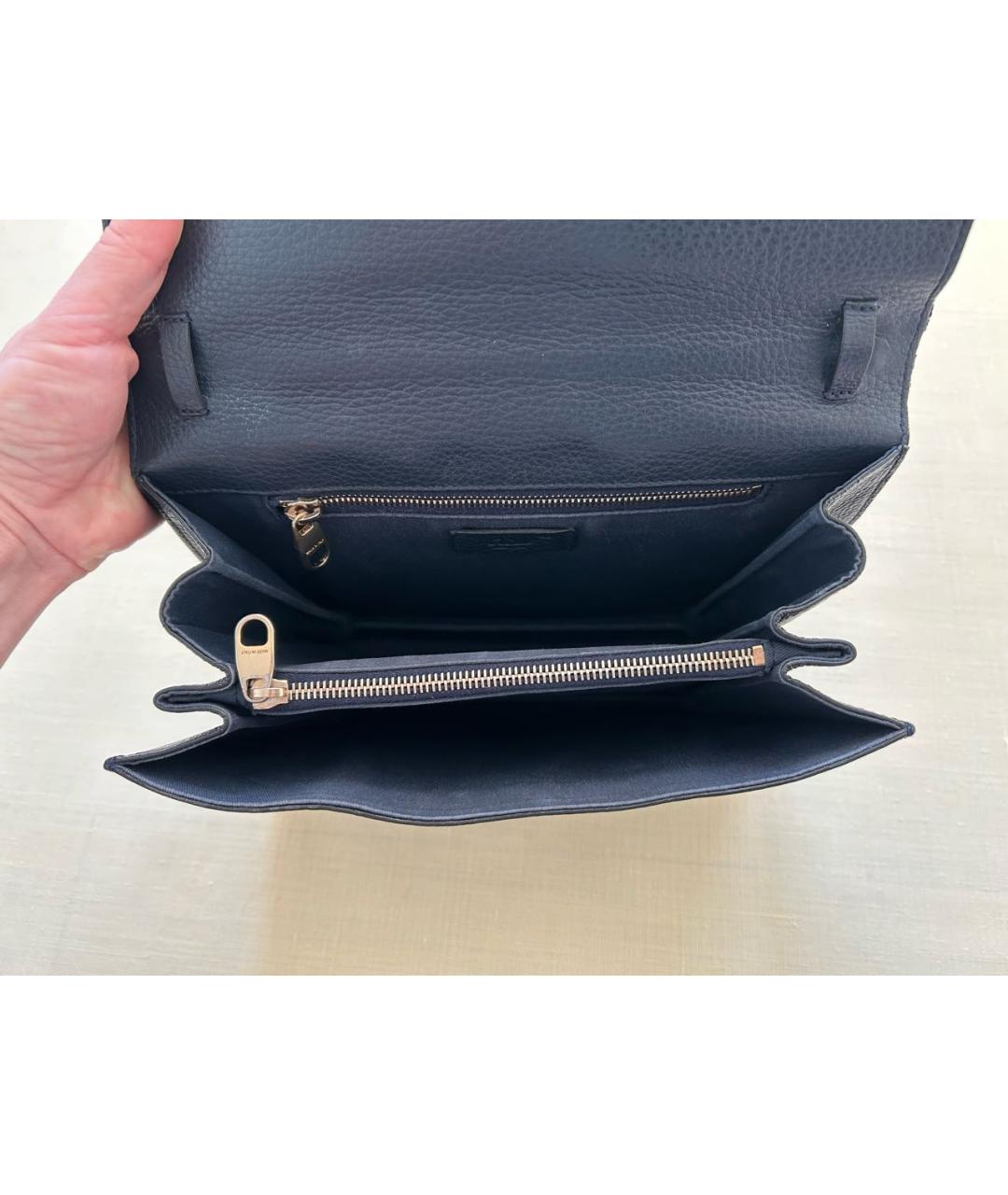 RED VALENTINO Темно-синяя кожаная сумка через плечо, фото 4