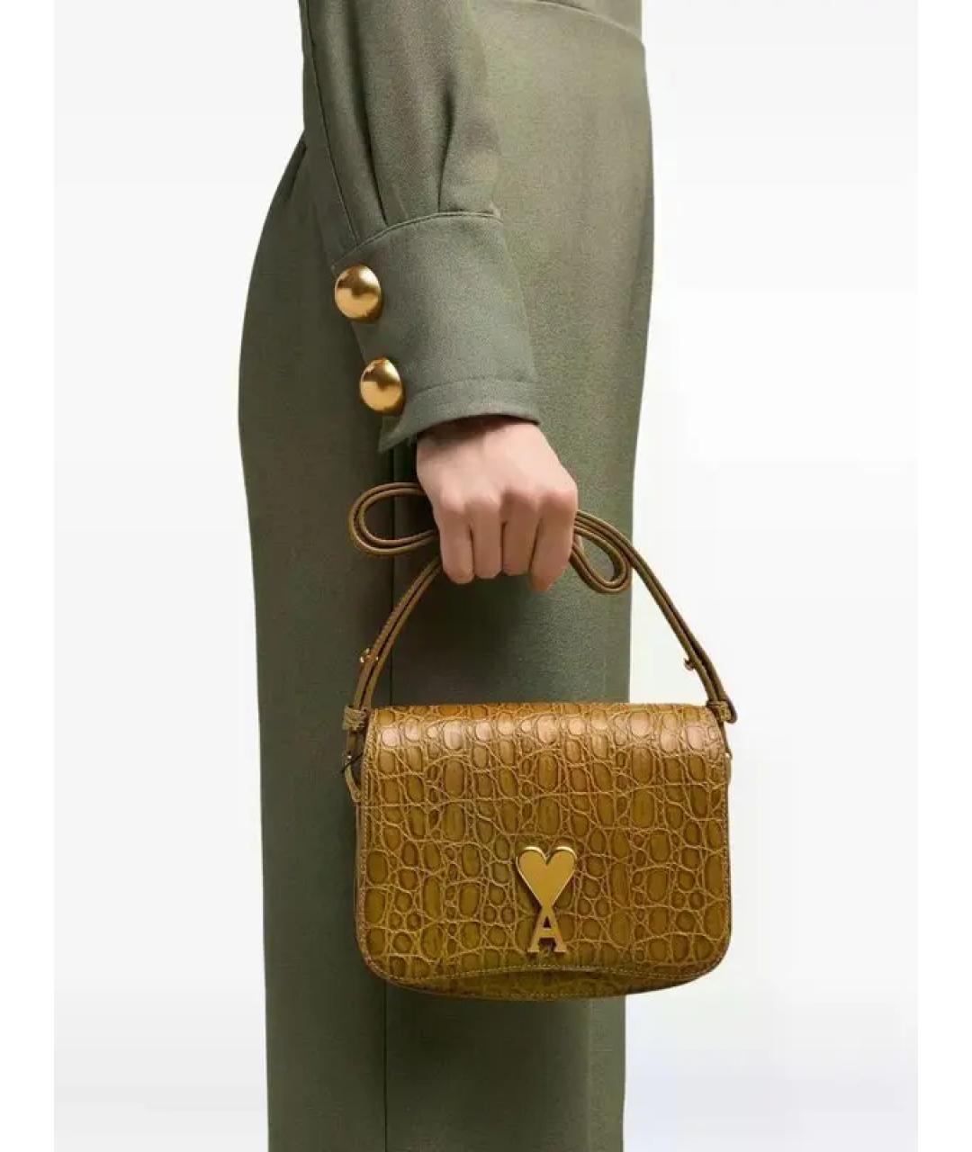 Ami Paris Коричневая кожаная сумка через плечо, фото 3