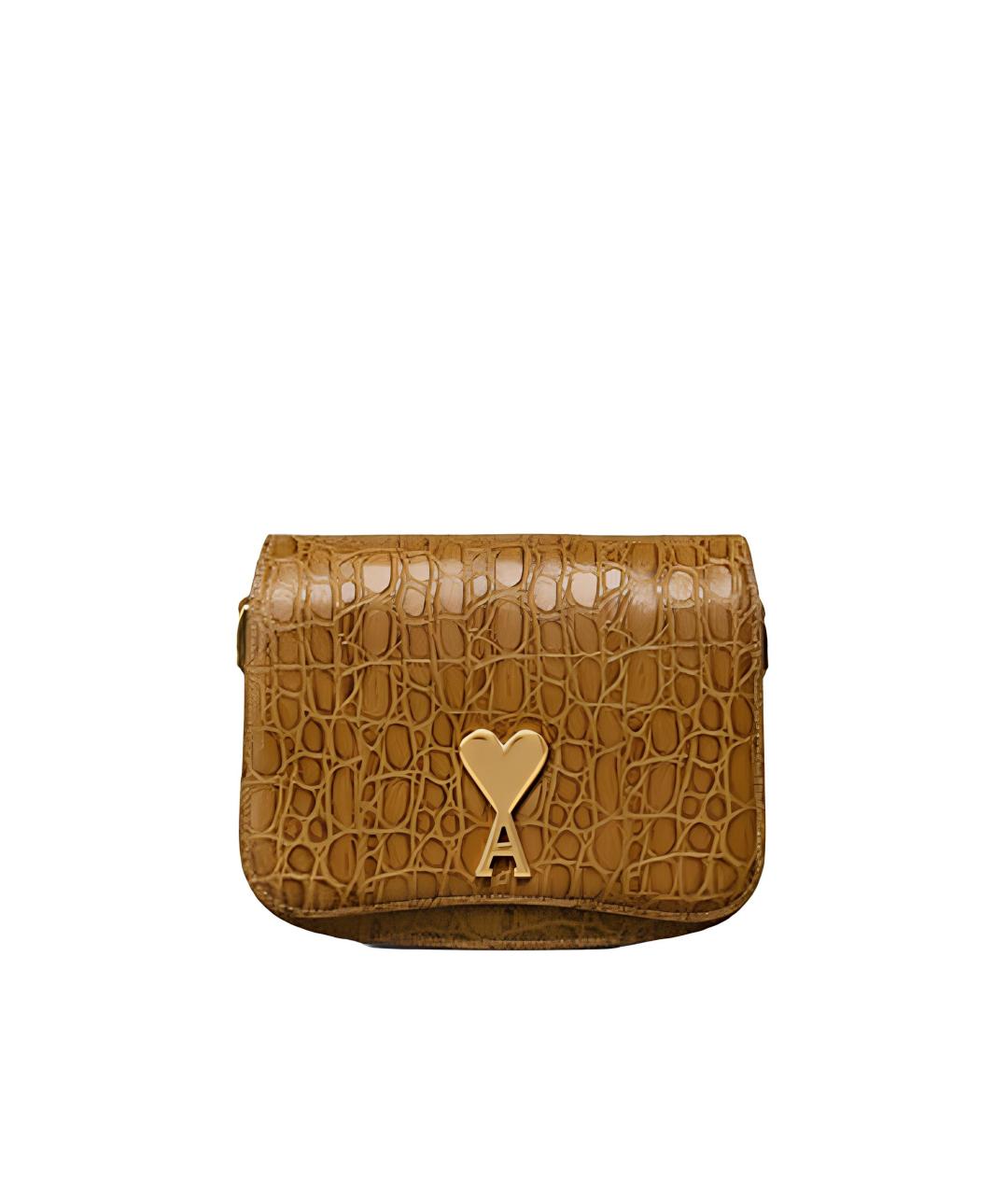 Ami Paris Коричневая кожаная сумка через плечо, фото 1