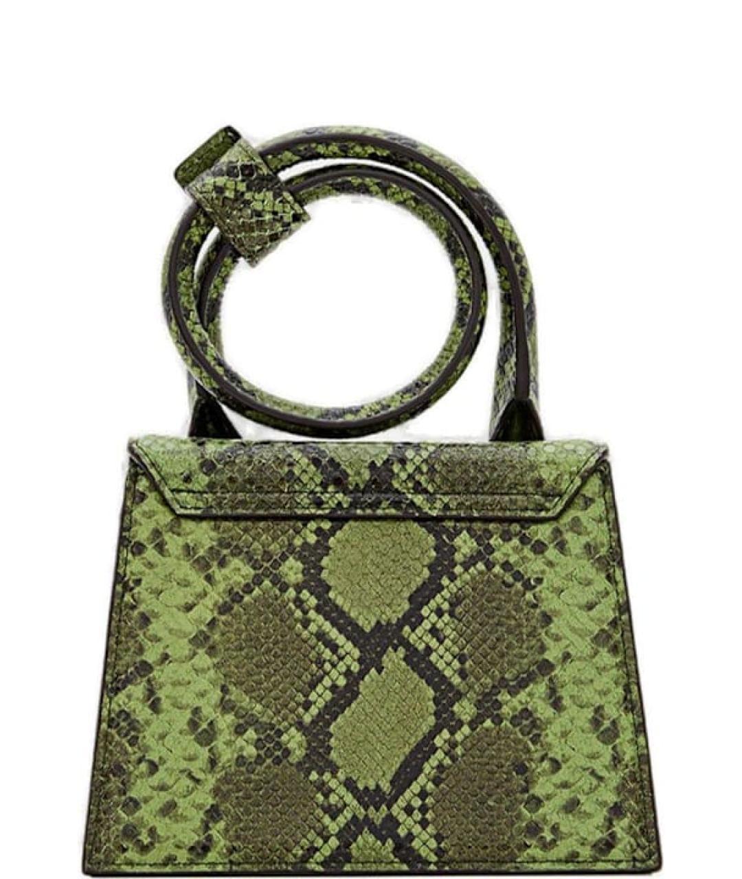 JACQUEMUS Зеленая кожаная сумка с короткими ручками, фото 3