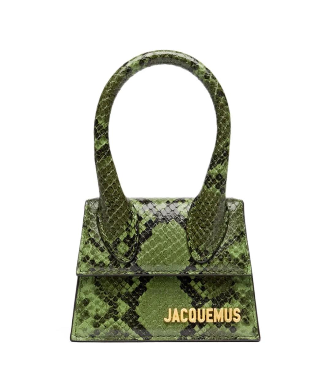 JACQUEMUS Зеленая кожаная сумка с короткими ручками, фото 1