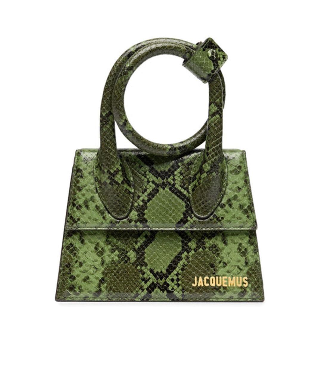 JACQUEMUS Зеленая кожаная сумка с короткими ручками, фото 2